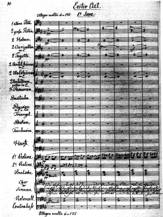 A lithograph of music by Richard Wagner in the composer's own handwriting.